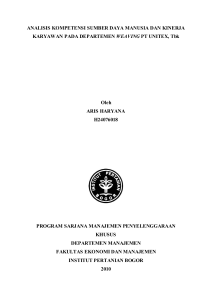 Analisis Kompetensi Sumber Daya Manusia Kinerja Karyawan pada