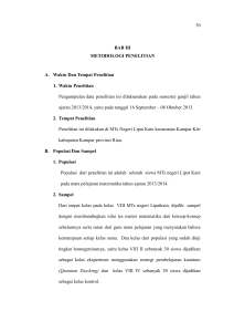 30 BAB III METODOLOGI PENELITIAN A. Waktu Dan Tempat