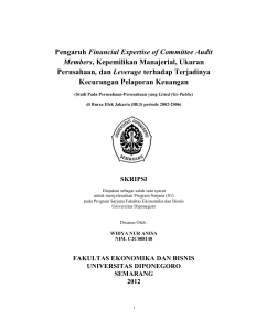 Pengaruh Financial Expertise of Committee Audit