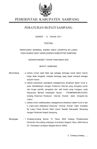 PERBUB No. 8 Tahun 2011 ttg HOSPITAL BY LAWS