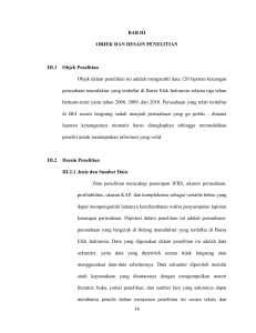 34 BAB III OBJEK DAN DESAIN PENELITIAN III.1 Objek Penelitian