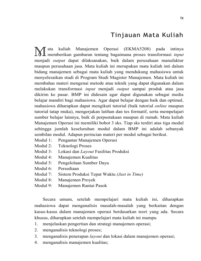 Tinjauan Mata Kuliah