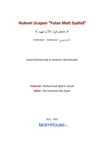 Hukum Ucapan “Fulan Mati Syahid”