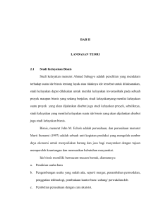 BAB II LANDASAN TEORI 2.1 Studi Kelayakan Bisnis Studi