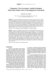 Penguatan `Civic Governance` melalui Partisipasi Masyarakat