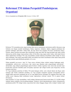 Reformasi TNI dalam Perspektif Pembelajaran Organisasi