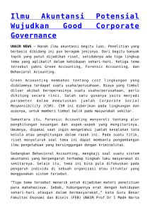 Ilmu Akuntansi Potensial Wujudkan Good Corporate