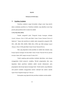 10 BAB II TINJAUAN PUSTAKA 2.1 Penelitian Terdahulu Penelitian