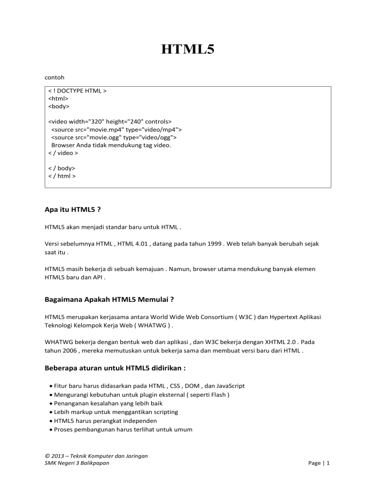 Apa Itu HTML5 ? Bagaimana Apakah HTML5