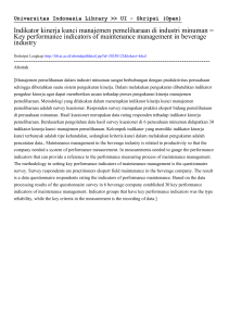 Indikator kinerja kunci manajemen pemeliharaan di industri