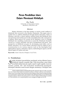 Peran Pendidikan Islam Dalam Mensiasati Khilafiyah