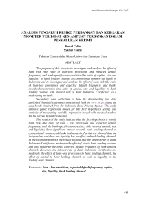 analisis pengaruh resiko perbankan dan kebijakan moneter