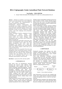 RSA Cryptography untuk Autentikasi pada Network Database