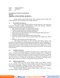 OBJEK LINGUISTIK: BAHASA