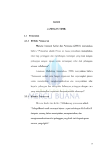BAB II LANDASAN TEORI 2.1 Pemasaran 2.1.1 Definisi Pemasaran