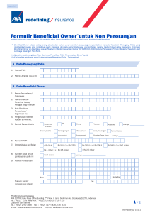 Formulir Beneficial Owner*) untuk Non Perorangan