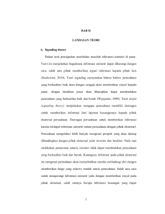 BAB II LANDASAN TEORI A. Signaling theory Dalam teori