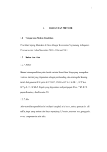 1 I. BAHAN DAN METODE 1.1 Tempat dan Waktu Penelitian