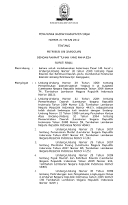 peraturan daerah kabupaten sinjai nomor 21 tahun 2012 tentang