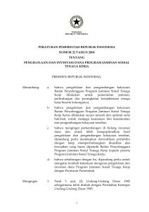 peraturan pemerintah republik indonesia nomor 22 tahun 2004