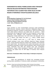 Page 1 Ekuivalen : Eksperimentasi Model Pembelajaran ARIAS