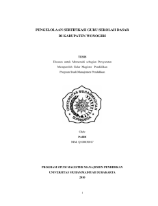 pengelolaan sertifikasi guru sekolah dasar di kabupaten wonogiri