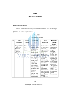 BAB II TINJAUAN PUSTAKA 2.1 Penelitian Terdahulu Peneliti