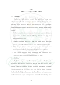 BAB V SIMPULAN, IMPLIKASI DAN SARAN A. Simpulan