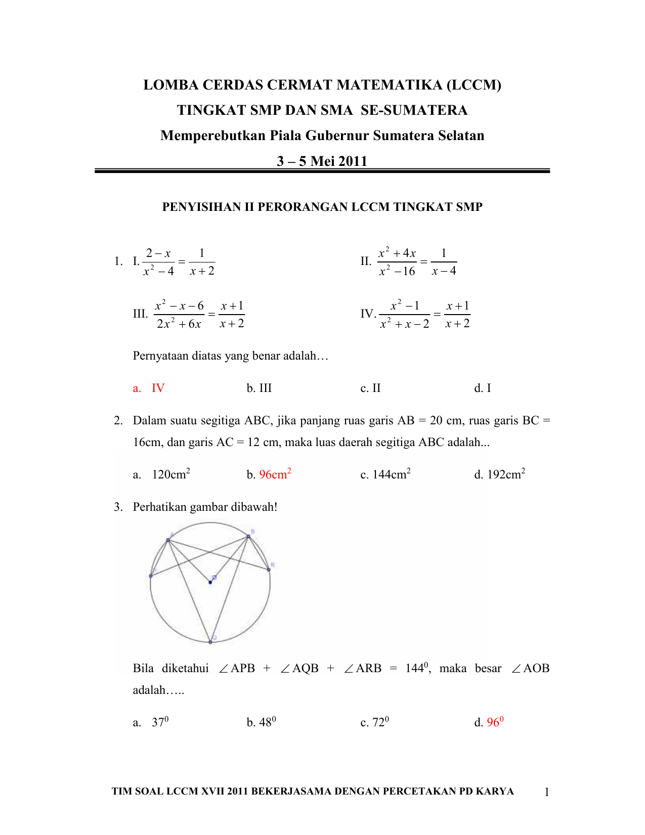 Lomba Cerdas Cermat Matematika Lccm