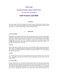 VoIP R-Factor and MOS