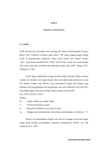 BAB 2 TINJAUAN PUSTAKA 2.1. Zeolit Zeolit pertama kali