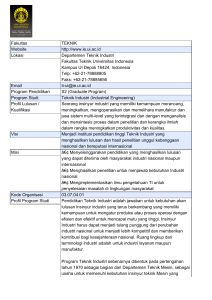 Fakultas TEKNIK Website http://www.ie.ui.ac.id Lokasi Departemen