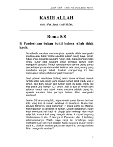 Kasih Allah:Penderitaan Bukan Bukti Allah Tidak Kasih