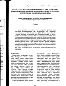 ekspektasi trait argumentativeness dan trait self monitoring pada