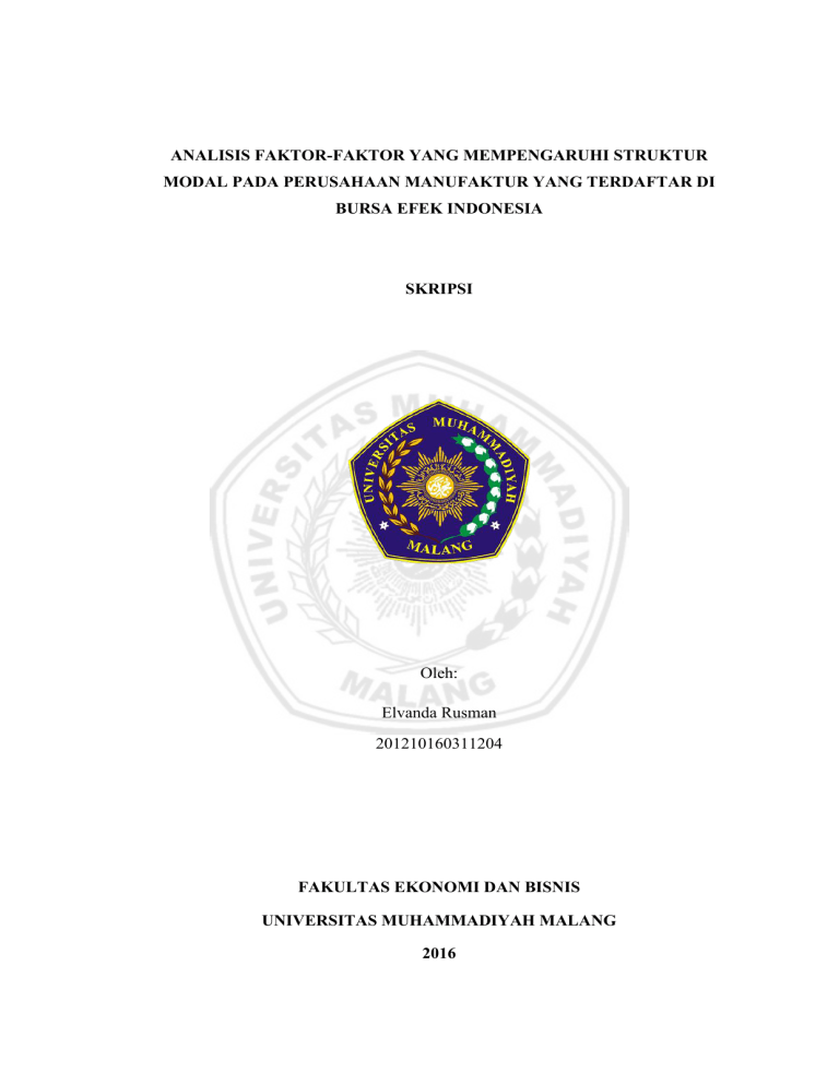 Analisis Faktor-faktor Yang Mempengaruhi Struktur Modal