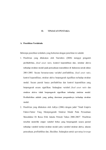 II. TINJAUAN PUSTAKA A. Penelitian Terdahulu Beberapa