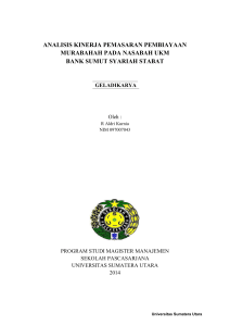 analisis kinerja pemasaran pembiayaan murabahah pada - USU-IR