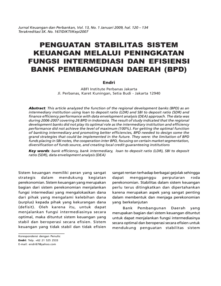 Penguatan Stabilitas Sistem Keuangan Melalui Peningkatan