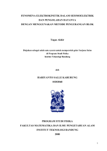 Fenomena Elektrokinetik Dalam Seismoelektrik dan Pengolahan