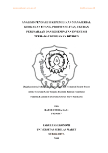 analisis pengaruh kepemilikan manajerial, kebijakan utang