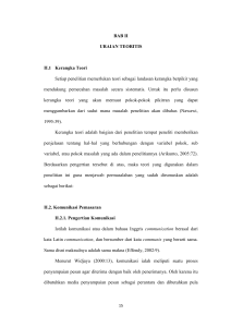 BAB II URAIAN TEORITIS II.1 Kerangka Teori Setiap penelitian