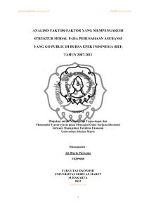 analisis faktor-faktor yang mempengaruhi struktur modal pada