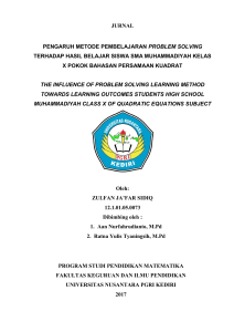 jurnal pengaruh metode pembelajaran problem solving terhadap