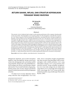 return saham, inflasi, dan struktur kepemilikan terhadap risiko