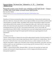 Pengaruh asupan asam lemak trans terhadap profil lipid darah