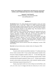 Efek Low Frequency Repetitive TranscranialAgnetic Stimulation (rTMS)  terhadap Kejang Pasca Stroke Iskemik (author : Jumraini Tammasse,  Fitriah Handayani)