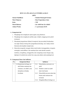 RPP: Zat Aditif dan Zat Adiktif Pelan Pembelajaran Kelas 8