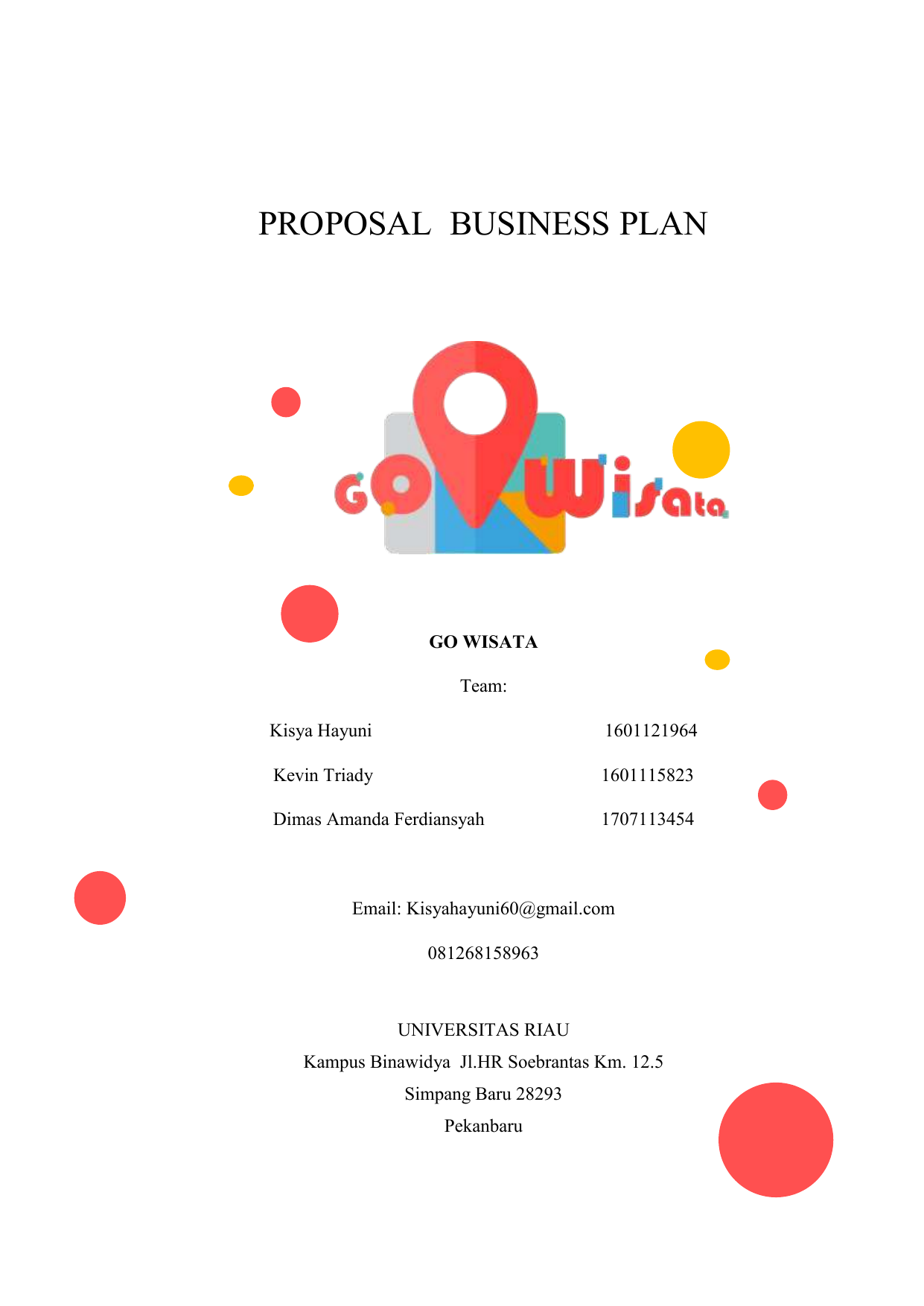 Contoh Proposal Bisnis Plan Tour & Travel