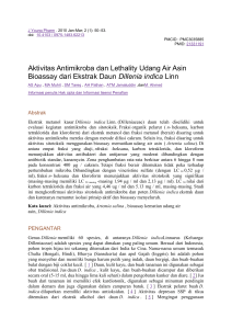 Aktivitas Antimikroba dan Lethality Udang Air Asin Bioassay dari Ekstrak Daun Dillenia indica Linn