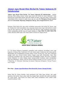 Alamat Agen Resmi Obat Herbal De Nature Indonesia Di Subulussalam